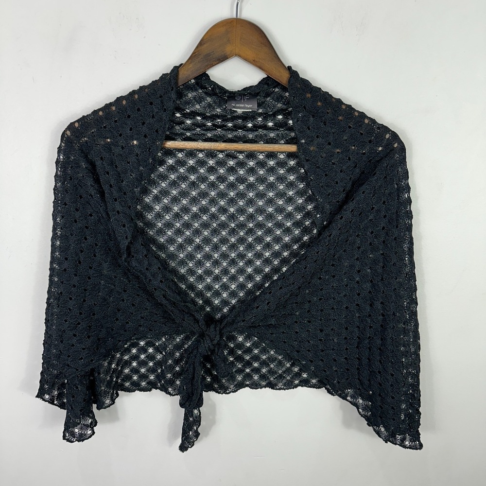 Elif by Jordan Taylor Black Crochet Short Cover‎ Pareo Women's One Size Beach
